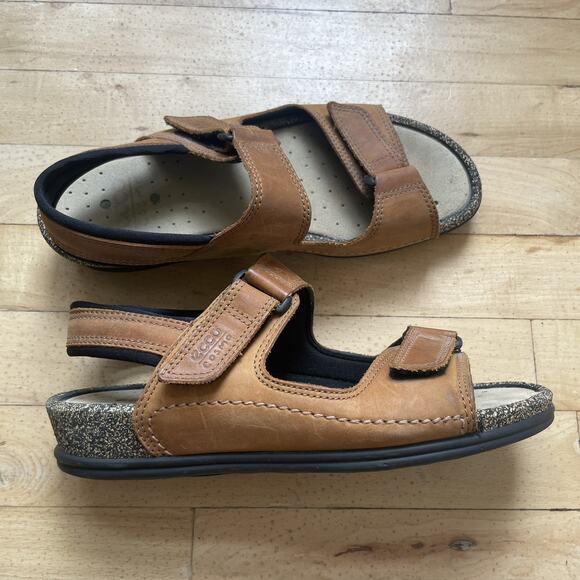 Ecco Cosmo Women’s Brown Nubuck Leather Active Sandals Sz 41 - US Sz 10-10.5 EUC - Picture 1 of 13